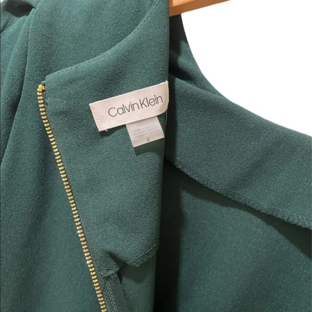 NWT Dark Green Calvin Klein Long Jumpsuit with Tulip Sleeve - Picture 6 of 7